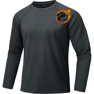 imageMAGCOMSEN Mens Thermal Long Sleeve Shirt Fleece Lined Base Layer Undershirt Atheltic Workout Top for Cold WeatherBlack