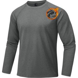 imageMAGCOMSEN Mens Thermal Long Sleeve Shirt Fleece Lined Base Layer Undershirt Atheltic Workout Top for Cold WeatherDark Grey