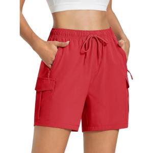 imageMAGCOMSEN Womens 5 Hiking Cargo Shorts UPF 50 Quick Dry Lightweight Athletic Golf Outdoor Summer with Zipper PocketsTruered