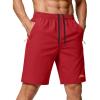 image:imageMAGCOMSEN Mens Hiking Shorts 9quot Quick Dry Lightweight Running Shorts with Zipper Pockets for Workout Athletic SportTomato Red