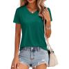 image:imageMAGCOMSEN Womens Cotton T Shirt VNeck Short Sleeve Shirt ClassicFit Casual Breathable Tee Summer Basic TopsEmerald Green