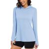 image:imageMAGCOMSEN Womens Sun Hoodie UPF 50 Long Sleeve Shirts for Hiking Fishing Athletic Lightweight UV HoodiePale Blue