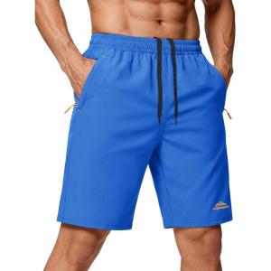 image:imageMAGCOMSEN Mens Hiking Shorts 9quot Quick Dry Lightweight Running Shorts with Zipper Pockets for Workout Athletic SportBright Blue
