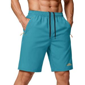 image:imageMAGCOMSEN Mens Hiking Shorts 9quot Quick Dry Lightweight Running Shorts with Zipper Pockets for Workout Athletic SportLake Blue