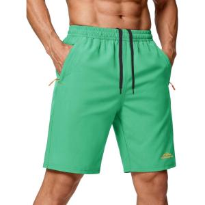 image:imageMAGCOMSEN Mens Hiking Shorts 9quot Quick Dry Lightweight Running Shorts with Zipper Pockets for Workout Athletic SportMint Green