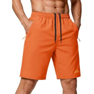 image:imageMAGCOMSEN Mens Hiking Shorts 9quot Quick Dry Lightweight Running Shorts with Zipper Pockets for Workout Athletic SportOrange