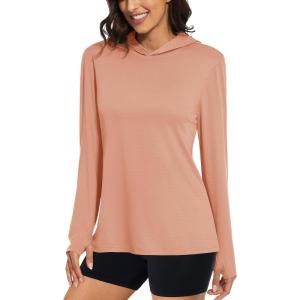 image:imageMAGCOMSEN Womens Sun Hoodie UPF 50 Long Sleeve Shirts for Hiking Fishing Athletic Lightweight UV HoodieApricot