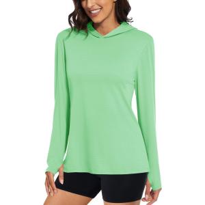 image:imageMAGCOMSEN Womens Sun Hoodie UPF 50 Long Sleeve Shirts for Hiking Fishing Athletic Lightweight UV HoodieMint Green