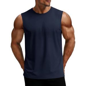 image:imageMAGCOMSEN Mens UPF 80 Tank Top Sleeveless Muscle Shirts Workout Gym Cut Off Shirt Moisture Wicking Polyester Top for SummerNavy