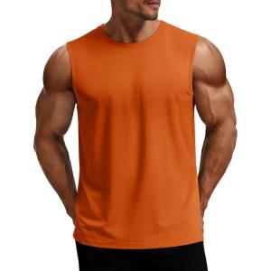 image:imageMAGCOMSEN Mens UPF 80 Tank Top Sleeveless Muscle Shirts Workout Gym Cut Off Shirt Moisture Wicking Polyester Top for SummerOrange