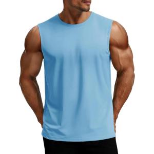 image:imageMAGCOMSEN Mens UPF 80 Tank Top Sleeveless Muscle Shirts Workout Gym Cut Off Shirt Moisture Wicking Polyester Top for SummerSky Blue
