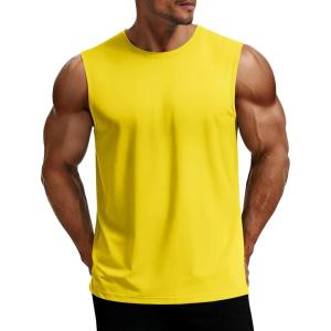 image:imageMAGCOMSEN Mens UPF 80 Tank Top Sleeveless Muscle Shirts Workout Gym Cut Off Shirt Moisture Wicking Polyester Top for SummerYellow