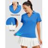image:imageMAGCOMSEN Womens Polo Shirts Short Sleeve V Neck Collared Golf Shirts UPF 50 Quick Dry Work Casual Summer TopsAzure