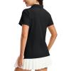 image:imageMAGCOMSEN Womens Polo Shirts Short Sleeve V Neck Collared Golf Shirts UPF 50 Quick Dry Work Casual Summer TopsBlack