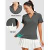 image:imageMAGCOMSEN Womens Polo Shirts Short Sleeve V Neck Collared Golf Shirts UPF 50 Quick Dry Work Casual Summer TopsDarkgrey