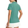 image:imageMAGCOMSEN Womens Polo Shirts Short Sleeve V Neck Collared Golf Shirts UPF 50 Quick Dry Work Casual Summer TopsGreygreen