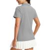 image:imageMAGCOMSEN Womens Polo Shirts Short Sleeve V Neck Collared Golf Shirts UPF 50 Quick Dry Work Casual Summer TopsLightgrey