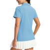 image:imageMAGCOMSEN Womens Polo Shirts Short Sleeve V Neck Collared Golf Shirts UPF 50 Quick Dry Work Casual Summer TopsSkyblue