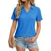 image:imageMAGCOMSEN Womens Polo Shirts Short Sleeve V Neck Collared Golf Shirts UPF 50 Quick Dry Work Casual Summer TopsAzure