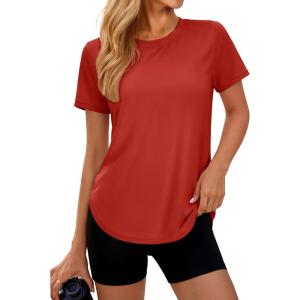 image:imageMAGCOMSEN Womens Short Sleeve Workout Tops Sun Protection UPF 50 Lightweight Quick Dry Crew Neck Shirts Hiking RunningTruered