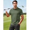 image:imageMAGCOMSEN Mens Polo Shirts Short Sleeve Moisture Wicking Performance Collared Shirt 3 Button Casual Work Golf PolosArmy Green
