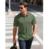 image:imageMAGCOMSEN Mens Polo Shirts Short Sleeve Moisture Wicking Performance Collared Shirt 3 Button Casual Work Golf PolosArmy Green