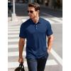 image:imageMAGCOMSEN Mens Polo Shirts Short Sleeve Moisture Wicking Performance Collared Shirt 3 Button Casual Work Golf PolosDark Blue