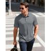 image:imageMAGCOMSEN Mens Polo Shirts Short Sleeve Moisture Wicking Performance Collared Shirt 3 Button Casual Work Golf PolosDark Grey