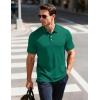 image:imageMAGCOMSEN Mens Polo Shirts Short Sleeve Moisture Wicking Performance Collared Shirt 3 Button Casual Work Golf PolosEmerald Green