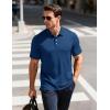 image:imageMAGCOMSEN Mens Polo Shirts Short Sleeve Moisture Wicking Performance Collared Shirt 3 Button Casual Work Golf PolosMiddle Blue