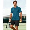 image:imageMAGCOMSEN Mens Polo Shirts Short Sleeve Moisture Wicking Performance Collared Shirt 3 Button Casual Work Golf PolosPeacock Blue
