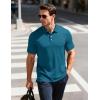 image:imageMAGCOMSEN Mens Polo Shirts Short Sleeve Moisture Wicking Performance Collared Shirt 3 Button Casual Work Golf PolosPeacock Blue