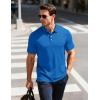 image:imageMAGCOMSEN Mens Polo Shirts Short Sleeve Moisture Wicking Performance Collared Shirt 3 Button Casual Work Golf PolosSea Blue