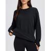 image:imageMAGCOMSEN Womens Fleece Lined Sweatshirts Pullover Crewneck Sweater Loose Fit Casual Winter Warm Tops with Thumb HolesBlack