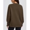 image:imageMAGCOMSEN Womens Fleece Lined Sweatshirts Pullover Crewneck Sweater Loose Fit Casual Winter Warm Tops with Thumb HolesDarkbrown