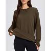 image:imageMAGCOMSEN Womens Fleece Lined Sweatshirts Pullover Crewneck Sweater Loose Fit Casual Winter Warm Tops with Thumb HolesDarkbrown