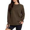 image:imageMAGCOMSEN Womens Fleece Lined Sweatshirts Pullover Crewneck Sweater Loose Fit Casual Winter Warm Tops with Thumb HolesDarkbrown