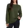 image:imageMAGCOMSEN Womens Fleece Lined Sweatshirts Pullover Crewneck Sweater Loose Fit Casual Winter Warm Tops with Thumb HolesGreen