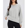 image:imageMAGCOMSEN Womens Fleece Lined Sweatshirts Pullover Crewneck Sweater Loose Fit Casual Winter Warm Tops with Thumb HolesLight Grey