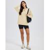 image:imageMAGCOMSEN Womens Fleece Lined Sweatshirts Pullover Crewneck Sweater Loose Fit Casual Winter Warm Tops with Thumb HolesLightapricot