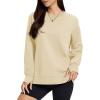 image:imageMAGCOMSEN Womens Fleece Lined Sweatshirts Pullover Crewneck Sweater Loose Fit Casual Winter Warm Tops with Thumb HolesLightapricot