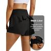 image:imageMAGCOMSEN Womens Running Shorts with Hip Ruffle High Waisted Quick Dry Athletic Shorts with Liner Zip Pocket Gym WorkoutBlack