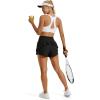 image:imageMAGCOMSEN Womens Running Shorts with Hip Ruffle High Waisted Quick Dry Athletic Shorts with Liner Zip Pocket Gym WorkoutBlack
