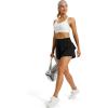 image:imageMAGCOMSEN Womens Running Shorts with Hip Ruffle High Waisted Quick Dry Athletic Shorts with Liner Zip Pocket Gym WorkoutBlack