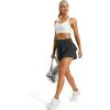 image:imageMAGCOMSEN Womens Running Shorts with Hip Ruffle High Waisted Quick Dry Athletic Shorts with Liner Zip Pocket Gym WorkoutDark Grey