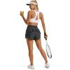 image:imageMAGCOMSEN Womens Running Shorts with Hip Ruffle High Waisted Quick Dry Athletic Shorts with Liner Zip Pocket Gym WorkoutDark Grey