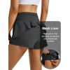 image:imageMAGCOMSEN Womens Running Shorts with Hip Ruffle High Waisted Quick Dry Athletic Shorts with Liner Zip Pocket Gym WorkoutDark Grey