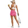 image:imageMAGCOMSEN Womens Running Shorts with Hip Ruffle High Waisted Quick Dry Athletic Shorts with Liner Zip Pocket Gym WorkoutHot Pink
