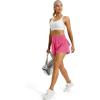 image:imageMAGCOMSEN Womens Running Shorts with Hip Ruffle High Waisted Quick Dry Athletic Shorts with Liner Zip Pocket Gym WorkoutHot Pink
