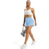 image:imageMAGCOMSEN Womens Running Shorts with Hip Ruffle High Waisted Quick Dry Athletic Shorts with Liner Zip Pocket Gym WorkoutLsblue